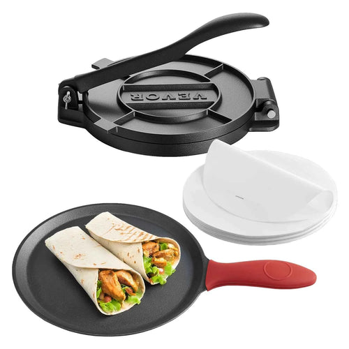 Amocart 8 10 Inch Tortilla Press Cast Iron Tortilla and Roti Maker Heavy Duty Tortilladora Press Pataconera Makers w/Handle
