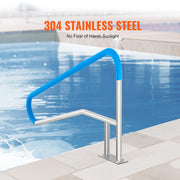 Charger l'image dans la visionneuse de galerie, Amocart Pool Handrail Stainless Steel with Base Plate for Indoor/Outdoor Swimming Pool Safety Railing w/ Grip Cover for Decks
