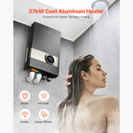 Amocart Tankless Electric Water Heater 27/36kW Instant Hot Water Heater Under Sink On Demand for Bathroom Child Security Lock