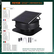 Bild in Galerie-Viewer laden, Amocart Solar Attic Fan 40W 1230 CFM Large Air Flow Solar Roof Vent Low Noise and Weatherproof with Smart Adapter for Home
