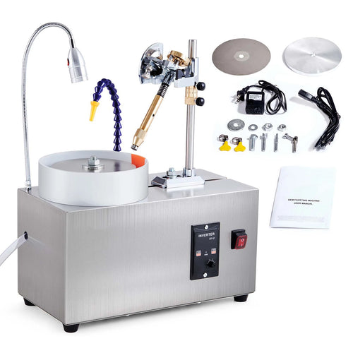 SucceBuy Gem Faceting Machine 180W Jade Grinding Polishing Machine 0-2980RPM Adjustable Rotating Speed Rock Jewel Angle Polisher