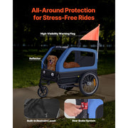 Charger l'image dans la visionneuse de galerie, Amocart Dog Bike Trailer Supports up to 88 lbs 2-in-1 Pet Stroller Cart Bicycle Carrier for Dogs Easy Folding Frame with Wheel
