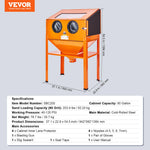 Amocart 25/40/60 Gallon Sandblasting Cabinet Portable Benchtop Sand Blaster with Blasting Gun Nozzles for Stain Rust Removal