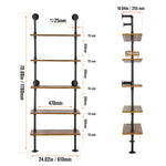 SucceBuy Industrial Pipe Shelf Wall-Mount Floating Rustic Wood Shelves Bracket Storage Rack Sundries Holder for Kitchen Bedroom