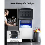 Charger l'image dans la visionneuse de galerie, Amocart 250LBS Commercial Ice Maker with Storage Bin Ice Bin Stainless Steel Ice Maker Machine with Filter for Home Bar Hotel
