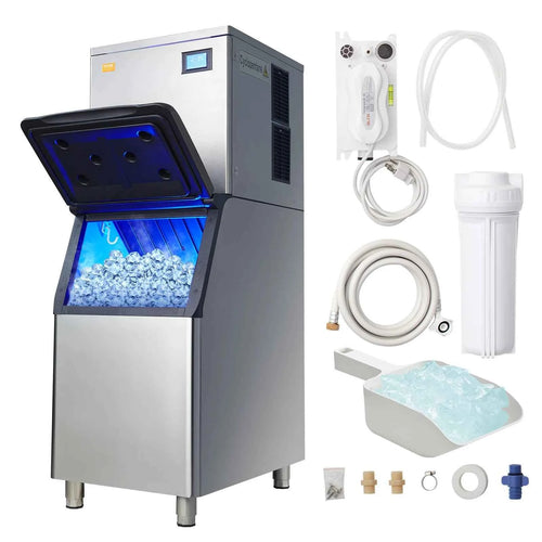 Amocart Commercial Ice Maker 400LBS/24H Ice Making Machine w/ 330.7LBS Large Storage Bin Auto Self-Cleaning Ice Maker Machine
