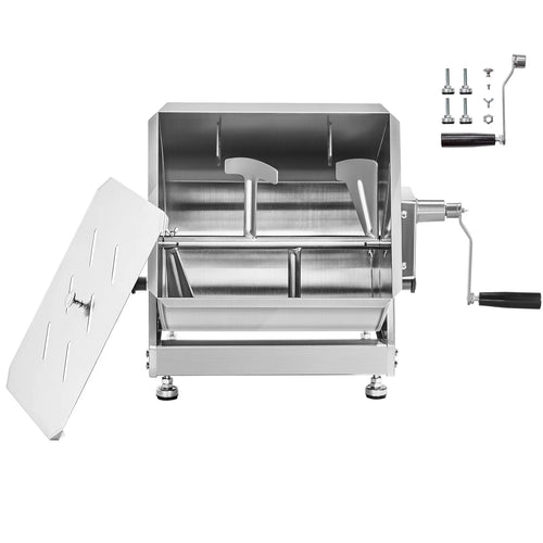 SucceBuy Manual Meat Mixer 80L Tilt Tank Processing Equipment(Mixing Max 80LBS) Stainless Steel Mixer w/ Lid Handle Gear Reducer