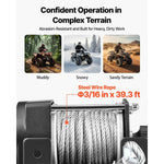 Amocart 3000LBS Electric Winch 12V Wired ATV/UTV Winch with 3/16in x 39.4ft Steel Wire Rope IP55 Waterproof for Towing Off-Road