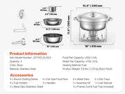 Charger l'image dans la visionneuse de galerie, 【Premium】Amocart 4 Pack Chafing Dish Buffet Set Stainless Steel Chafer w/4 Full Size Pan Round Catering Warmer Server for Party
