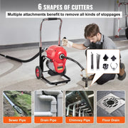 Charger l'image dans la visionneuse de galerie, Amocart Drain Cleaner Machine 120FT 6/5 Inch 1100W Electric Sewer Snake Auger Manual Feed CW/CCW Control Pipe Cleaning Machine
