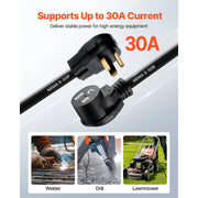 Charger l'image dans la visionneuse de galerie, Amocart 30-Amp 7500Watts / 50-Amp 12500 Watts Generator Extension Cord 50 Foot 250 Volts Heavy Duty Power Cable, NEMA 6-50P to 6-50R SWT Flexible Welder Extension Cord with Storage Bag for Generators

