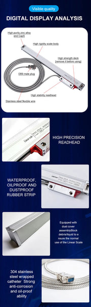 Load image into Gallery viewer, Ultra-accurate Dro NT800 3 Axis Kit AC90-260V &amp; 50-1000mm Linear Glass Scale Encoder Digital  Ruler for Lathe Milling Machines
