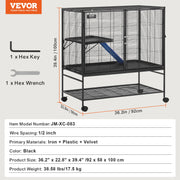 Charger l'image dans la visionneuse de galerie, Amocart 64.6" Rolling Metal Ferret Cage Large 4-Tier Critter Nation Cage Small Animal Cage for Rats Hamster Guinea Chinchilla
