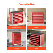 Charger l'image dans la visionneuse de galerie, Amocart 5-Drawer 8.6in Metal Tool Box Red/Black Portable Small Tool Chest with PP Feet Pads for Garage Workshop Tools Storage

