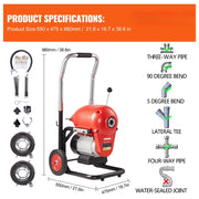 Charger l'image dans la visionneuse de galerie, Amocart Drain Cleaner Machine 120FT 6/5 Inch 1100W Electric Sewer Snake Auger Manual Feed CW/CCW Control Pipe Cleaning Machine
