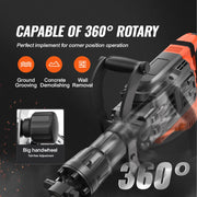 Charger l'image dans la visionneuse de galerie, Amocart Demolition Jack Hammer 3500W Concrete Breaker 2pcs Chisel Gloves for Trenching 1900 BPM Heavy Duty Electric Jack Hammer
