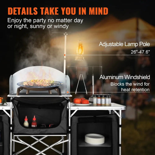 【Premium】Amocart Camping Outdoor Kitchen T le C inet Fold le Folding Cooking Storage Rack Aluminum Alloy Bracket for BBQ Picnic