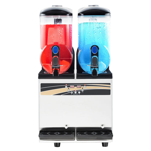 Amocart Commercial Frozen Drink Maker 15Lx2 Double Tank Slushy Machine 120Cups StainlessSteel Slushie Maker for Home Party Cafe