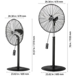 Amocart Industrial Pedestal Fan 16/18/24 Inch 75-Degree Oscillating Fan Height Adjustable Standing Fans with 3 Adjustable Speed