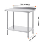 Amocart Stainless Steel Work Table Commercial Heavy Duty Food Prep Worktable with Adjustable Height for Restaurant Home