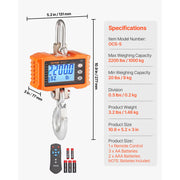 Charger l'image dans la visionneuse de galerie, Amocart 1000kg/2000kg Digital Hanging Scale Portable with Remote Control Factory Crane Scale LCD Backlight Industrial Scales
