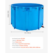 Bild in Galerie-Viewer laden, Amocart Canvas Fish Pond 448.8Gal Above Ground Fish Pond, Foldable PVC Koi Tank with Frame and Drain Valve for Aquaculture Blue
