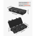 Amocart Hard Rifle Case Lockable Rifle Case with Pre-cut Foams Wheels IP67 Waterproof Pistol Storage Cases for Rifles Shotguns