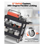 Amocart 2/3 Shelf Utility Service Cart Dolly with 360° Swivel Wheels Ergonomic Storage Handle for Warehouse/Garage/Cleaning