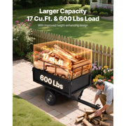 Charger l'image dans la visionneuse de galerie, Amocart Garden Utility Trailer 17Cu.Ft&amp;600lbs Capacity ATV UTV Trailer Tow Behind Steel Dump Cart with 16" Tires for Lawn Mower
