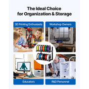 Charger l'image dans la visionneuse de galerie, Amocart 2-Tier Wall Mount Printer Filament Storage Rack with Wheels Rolling Filament Spool Holders for 3D Printing Studio
