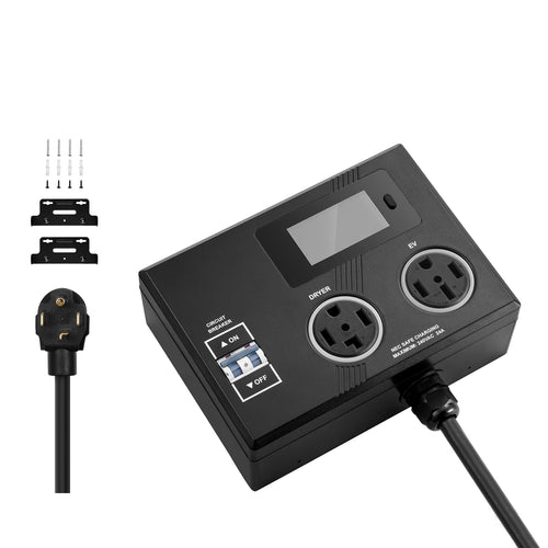 SucceBuy Smart Power Distribution for Dryer and EV, 3-Color LED Indicator, With NEMA 14-30 Plug, NEMA 14-30 & NEMA 14-50 Outlets