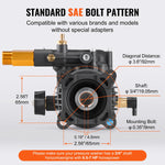 SucceBuy Pressure Washer Pump 3/4" Shaft Horizontal 3500 PSI 2.5GPM with 5 Nozzles Compatible with Simpson Troy-Bilt Generac