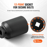 Load image into Gallery viewer, SucceBuy Axle Nut Impact Socket Set 1/2" Drive Deep 12-Point 8-Piece Metric Spindle Nut Socket Set CR-MO Heat Treated Socket Set
