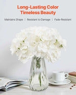 Amocart Artificial Flowers Real Looking White Silk Fake Hydrangea Bulk Faux Bridal Shower with Stem for DIY Wedding Bouquets