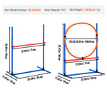 Amocart Dog Agility Training Equipment 4 PCS Set with Adjustable High Hurdles 6 Weave PolesJump Ring Square Pause Box Whistle