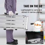 Amocart Folding Work Platform 330 lbs Load Capacity Aluminum Drywall Stool Ladder Heavy Duty Work Bench w/ Non-Slip Feet