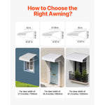 SucceBuy Aluminum Awning 60 x 42in Durable Window Awning Door Canopy Lightweight Stable Aluminum Awning Exterior Rain Protection