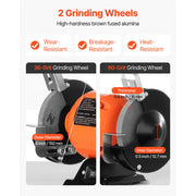Charger l'image dans la visionneuse de galerie, Amocart Bench Grinder Single Speed Bench Grinder 1750RPM Low-Speed Table Grinders with Induction Motor Adjustable Tool Rest
