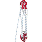 Charger l'image dans la visionneuse de galerie, SucceBuy Twin Sheave Block &amp; Tackle 2/5-1/2in 100Ft Braid Rope 35KN 7700LBS Lifting Trellis Rigging Cargo Slings for Garage
