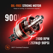 Charger l'image dans la visionneuse de galerie, Amocart Silent Oil-free Air Compressor 900W-1800W Portable Quiet Air Pump Tire Inflator Whisper Compressor
