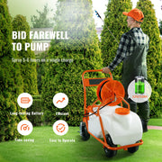 Charger l'image dans la visionneuse de galerie, Amocart Battery Powered 15 Gal Garden Weed Sprayer with Wheeled Cart 126FT Hose with Reel 8 Nozzles 2 Wands with Lock for Crop
