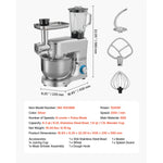 【Premium】Amocart  5.7/6/7.8L Stand Mixe Electric Kitchen Mixer 1500W Dough-Mixer, 6+P Speeds Tilt-head Food-Mixer with 1.5 L Bl