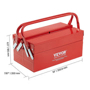 Charger l'image dans la visionneuse de galerie, Amocart Metal Tool Box 2-Tier 3-Tray Portable Folding Tool Chest Organizer with Handle &amp; Lock Toolbox for Factory Repair Shop
