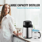 Amocart Water Distiller 4L 1.05 Gallon Pure Water Purifier Filter For Home Countertop750W Distilled Water Maker Stainless Steel