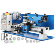 Charger l'image dans la visionneuse de galerie, Amocart Mini Metal Lathe Machine 7"x14" 550W 180x350mm Variable Speed + 3 Jaw Chuck for Metalworking Turning Drilling Threading
