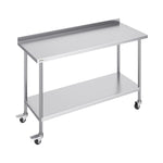 Amocart Stainless Steel Work Table Commercial Food Prep Worktable with Casters Heavy Duty Prep Worktable for Restaurant Home