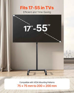 Amocart Rolling TV Stand Mobile TV Cart Suit for Various Sizes TV Portable TV Stand with Wheels for Living Room Bedroom Office