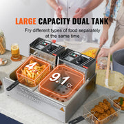 Load image into Gallery viewer, Amocart 12L Electric Deep Fryer w/Dual Removable Tanks Commercial Countertop  Fryer for Chicken French Fries Frying Chips
