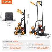 Charger l'image dans la visionneuse de galerie, Amocart 440/770 lbs Folding Hand Truck Dolly with 6 Wheels &amp; 2 Elastic Ropes Stair Climbing Cart for Shopping Moving Warehouse
