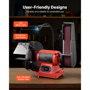 Bild in Galerie-Viewer laden, Amocart 8" Bench Grinder &amp; 2" x 28" Belt Sander Combo 350W Professional Sanding Machine with LED Work Light for Metalworking
